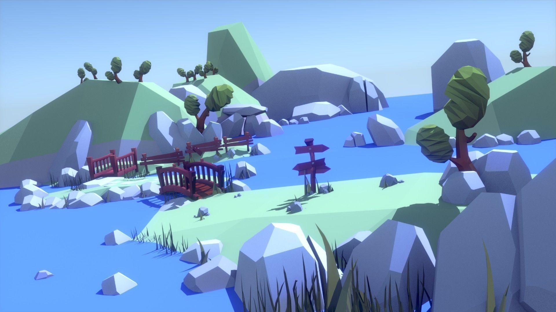 Cartoon Low Poly Forest Decorations  Low-poly 3D model_6