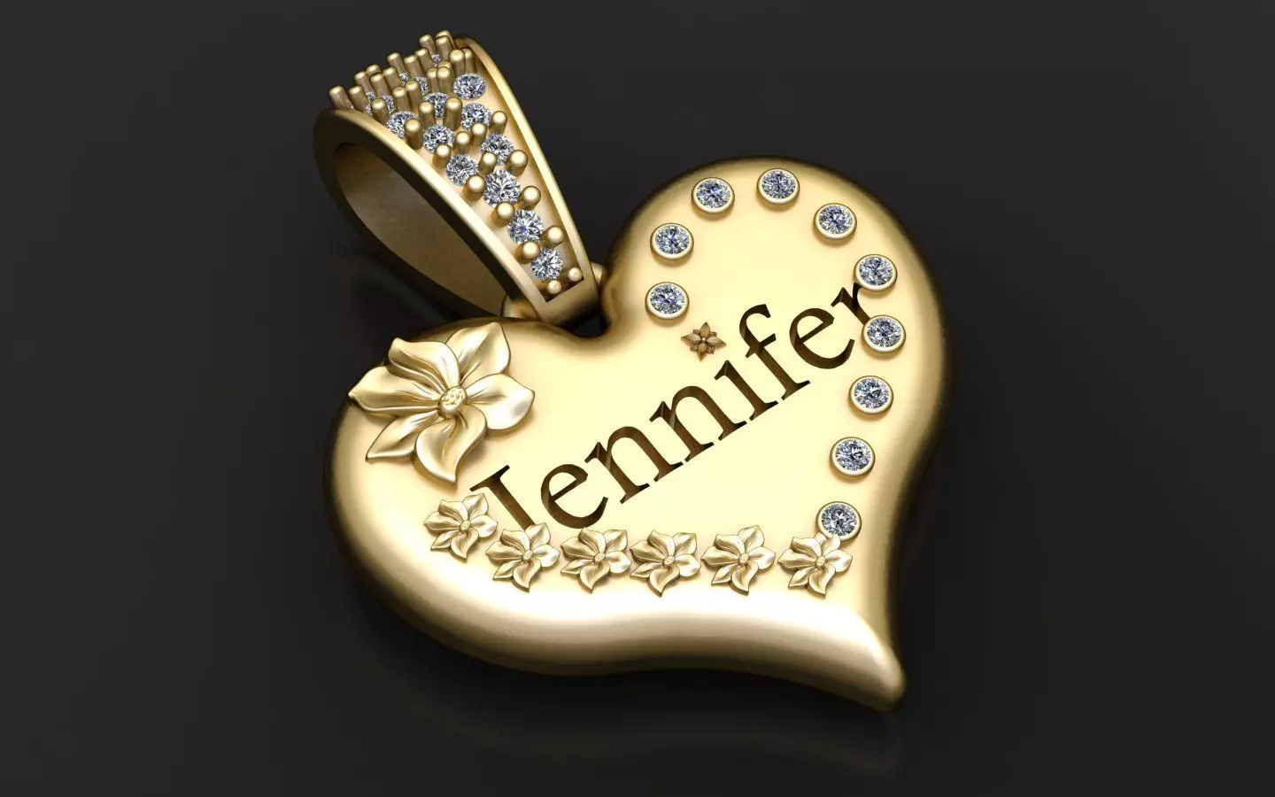 Custom Jennifer Name Heart Pendant 3D print model