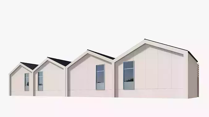 Motel hotel Low-poly 3D model 5