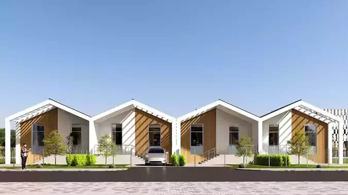 Motel hotel Low-poly 3D model 2