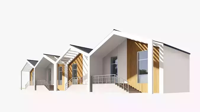 Motel hotel Low-poly 3D model 7
