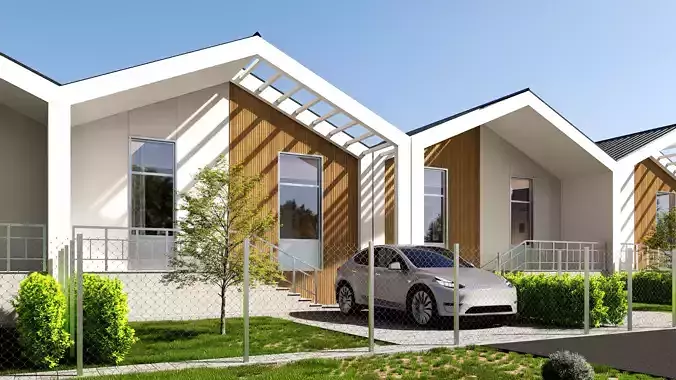 Motel hotel Low-poly 3D model 3
