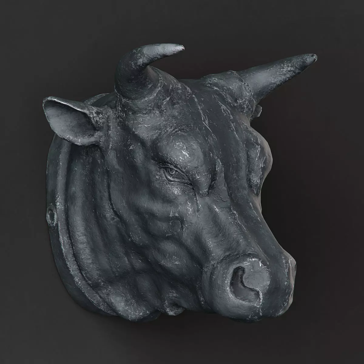 RH CIRCA 1900 CAST METAL BULLS HEAD 3D model_0