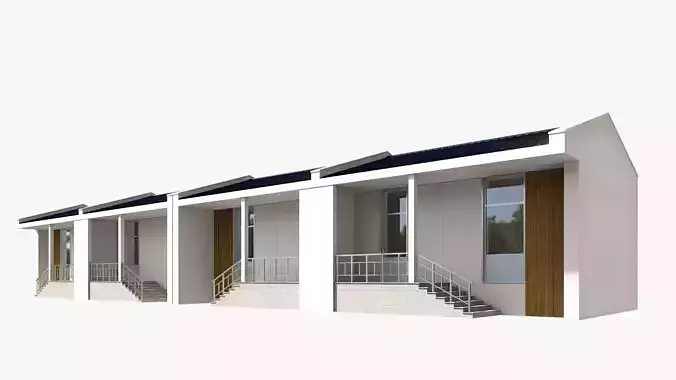 Hotel motel Low-poly 3D model 6