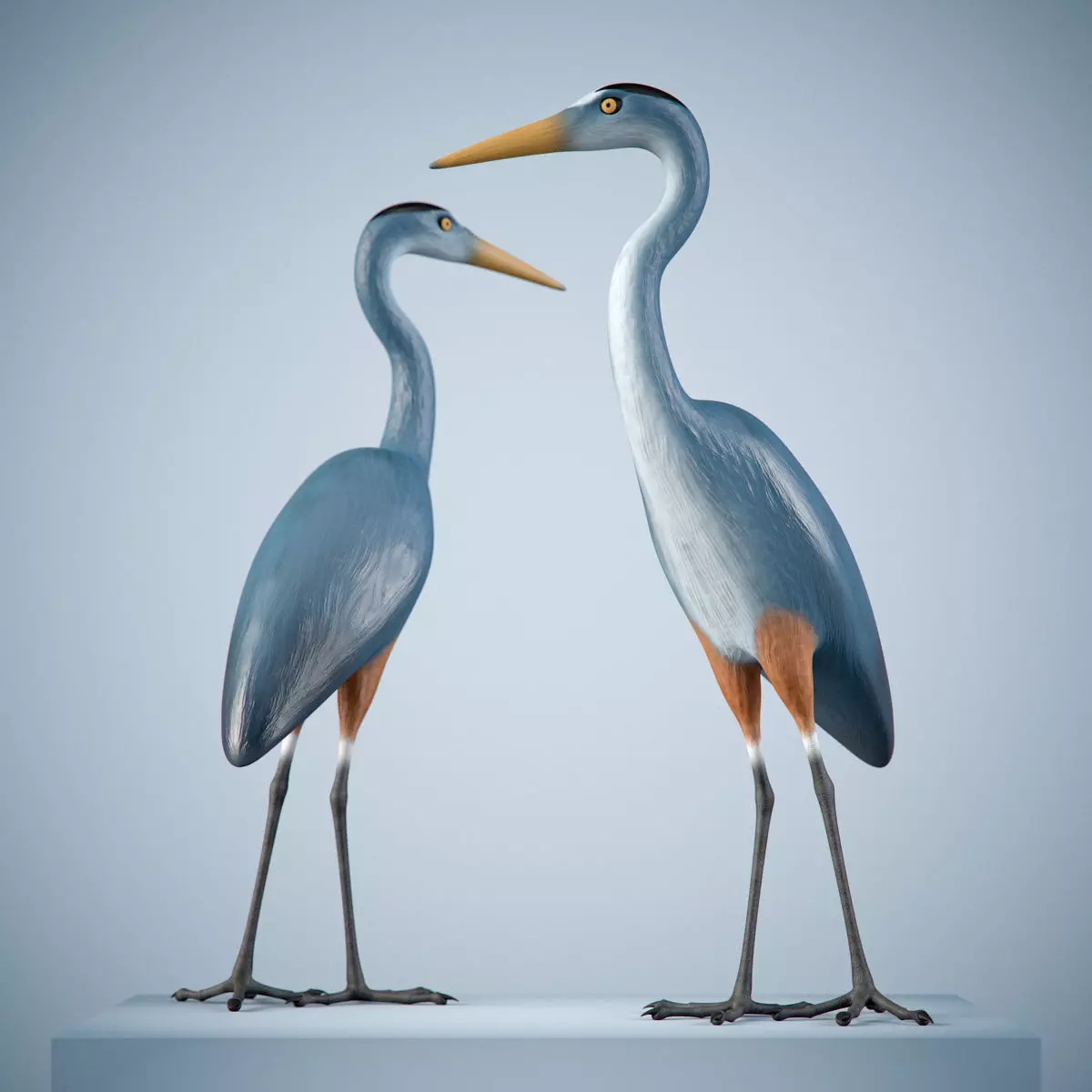 Handpainted Heron Sculpture Low-poly 3D model_0