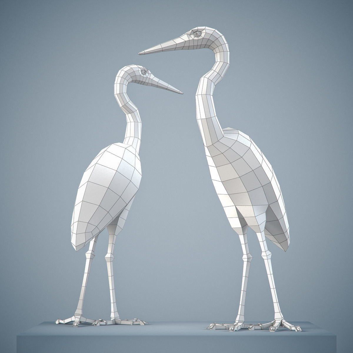 Handpainted Heron Sculpture Low-poly 3D model_5