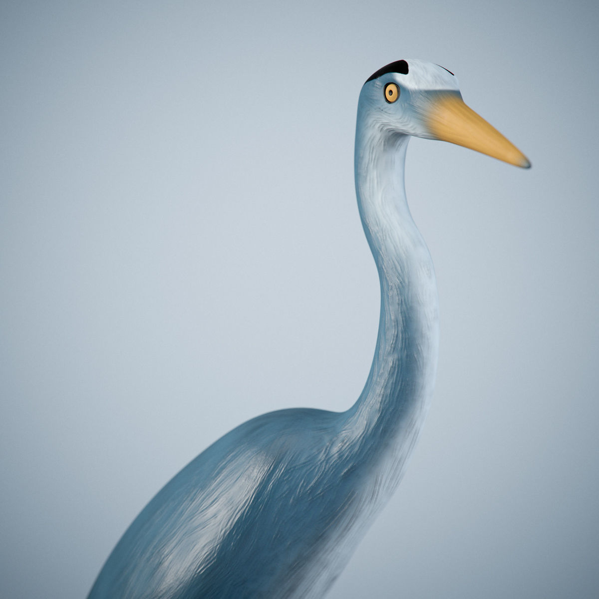 Handpainted Heron Sculpture Low-poly 3D model_2