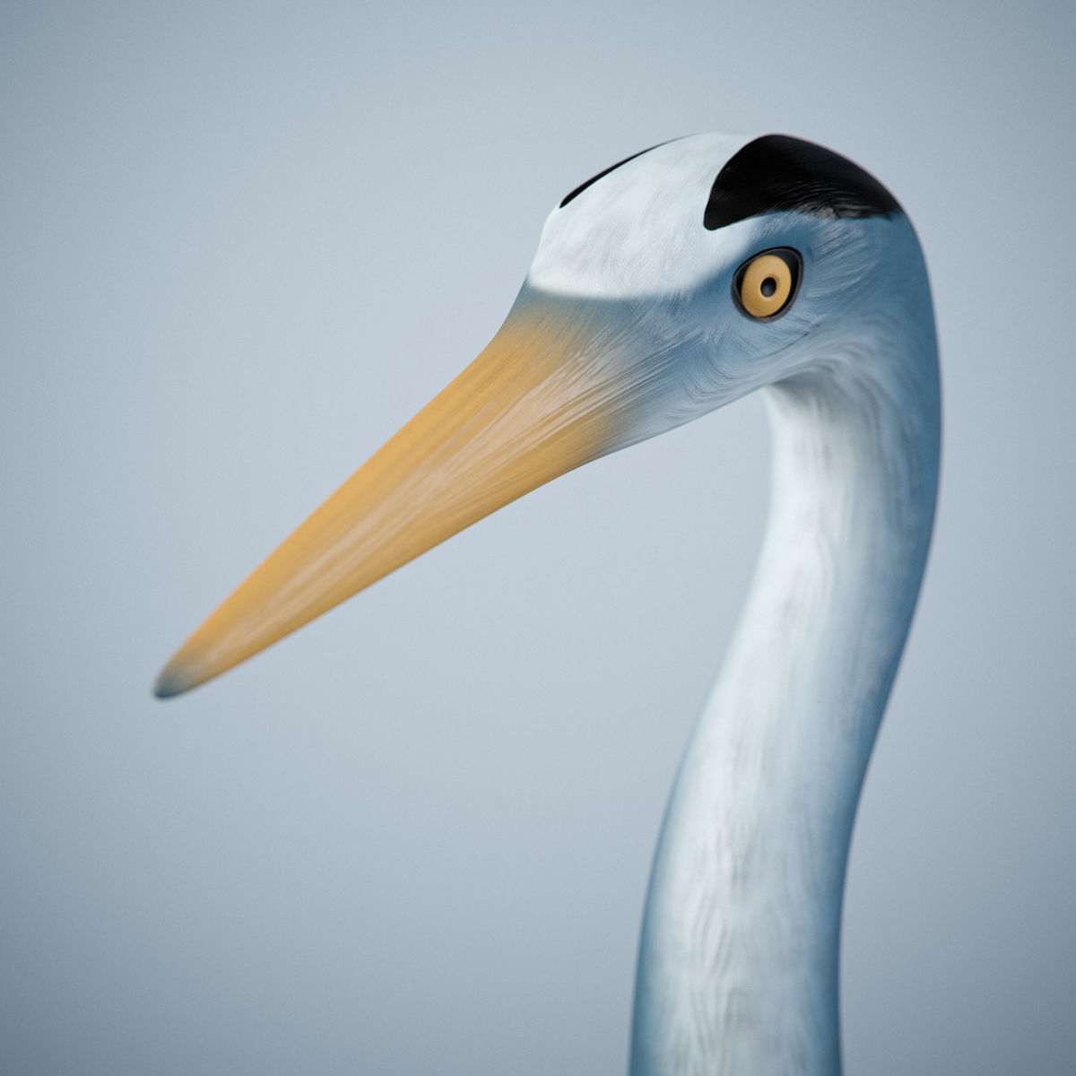 Handpainted Heron Sculpture Low-poly 3D model_1
