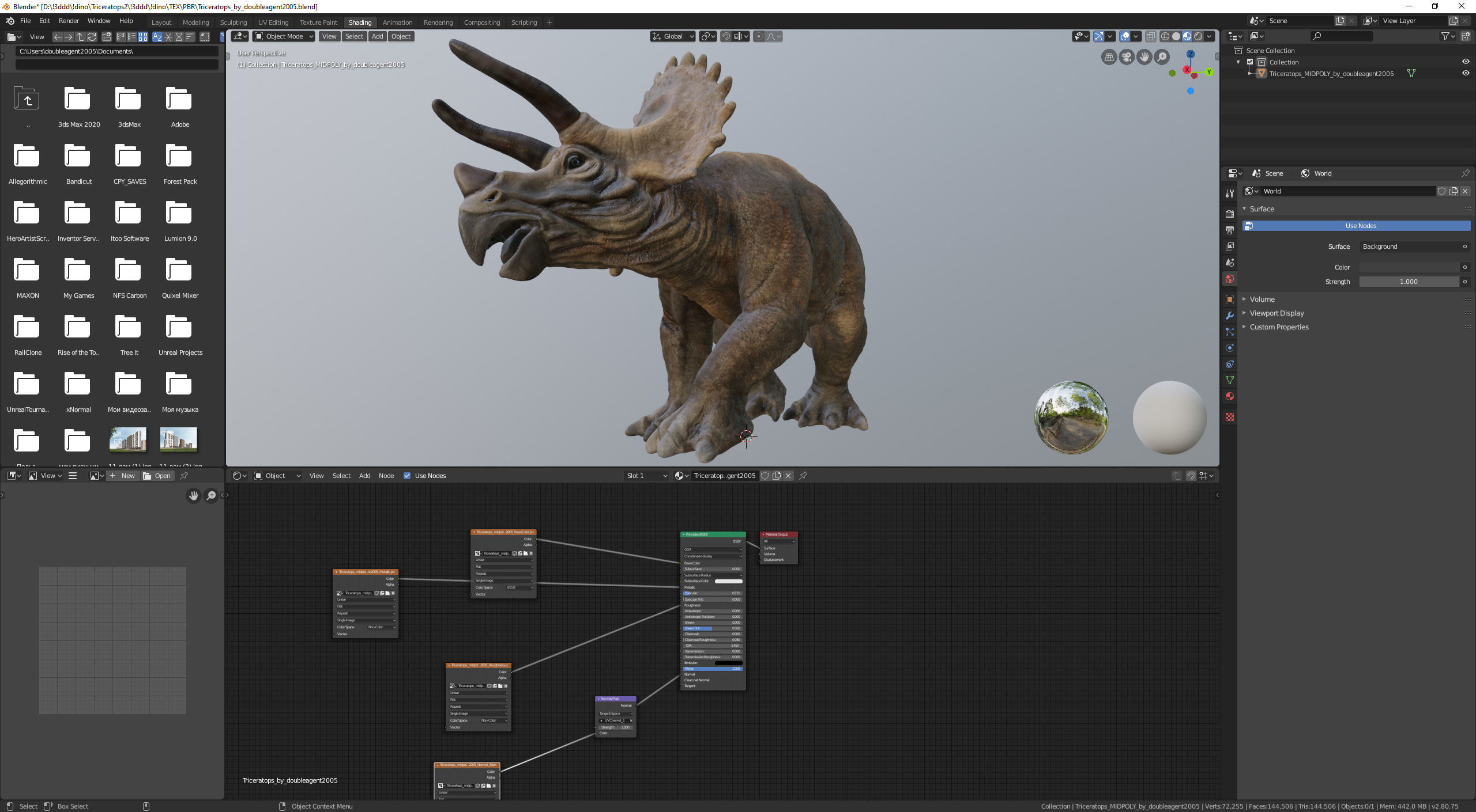 Triceratops dinosaur Low-poly 3D model_11