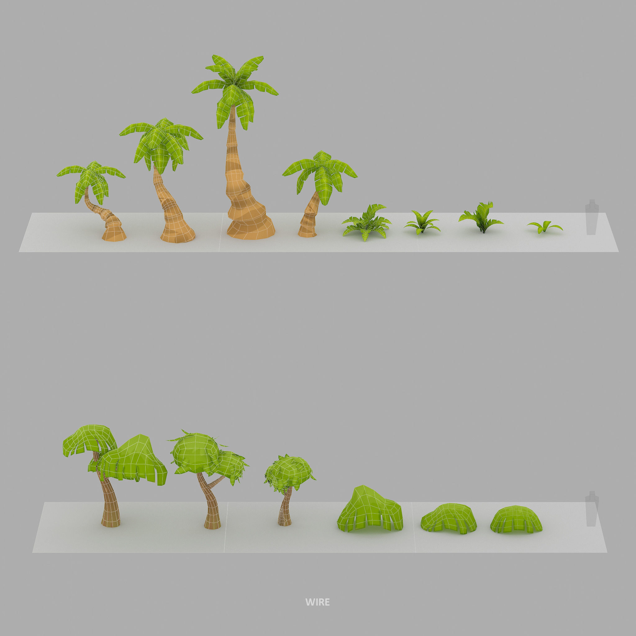 Cartoon Oasis Plants Low-poly 3D model_4