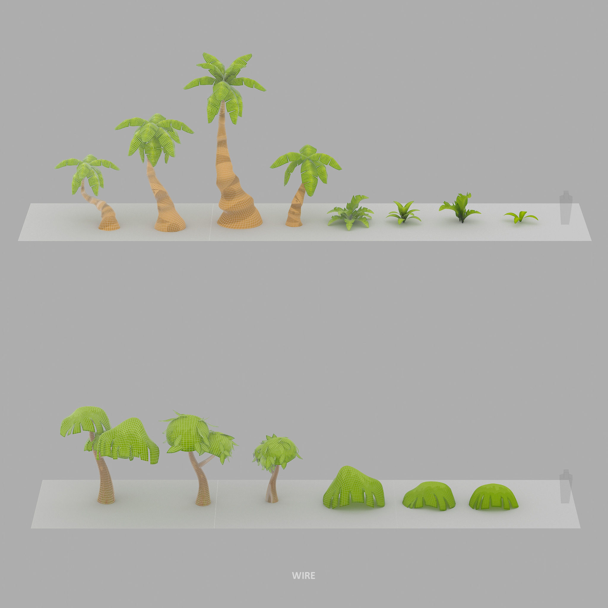 Cartoon Oasis Plants Low-poly 3D model_7