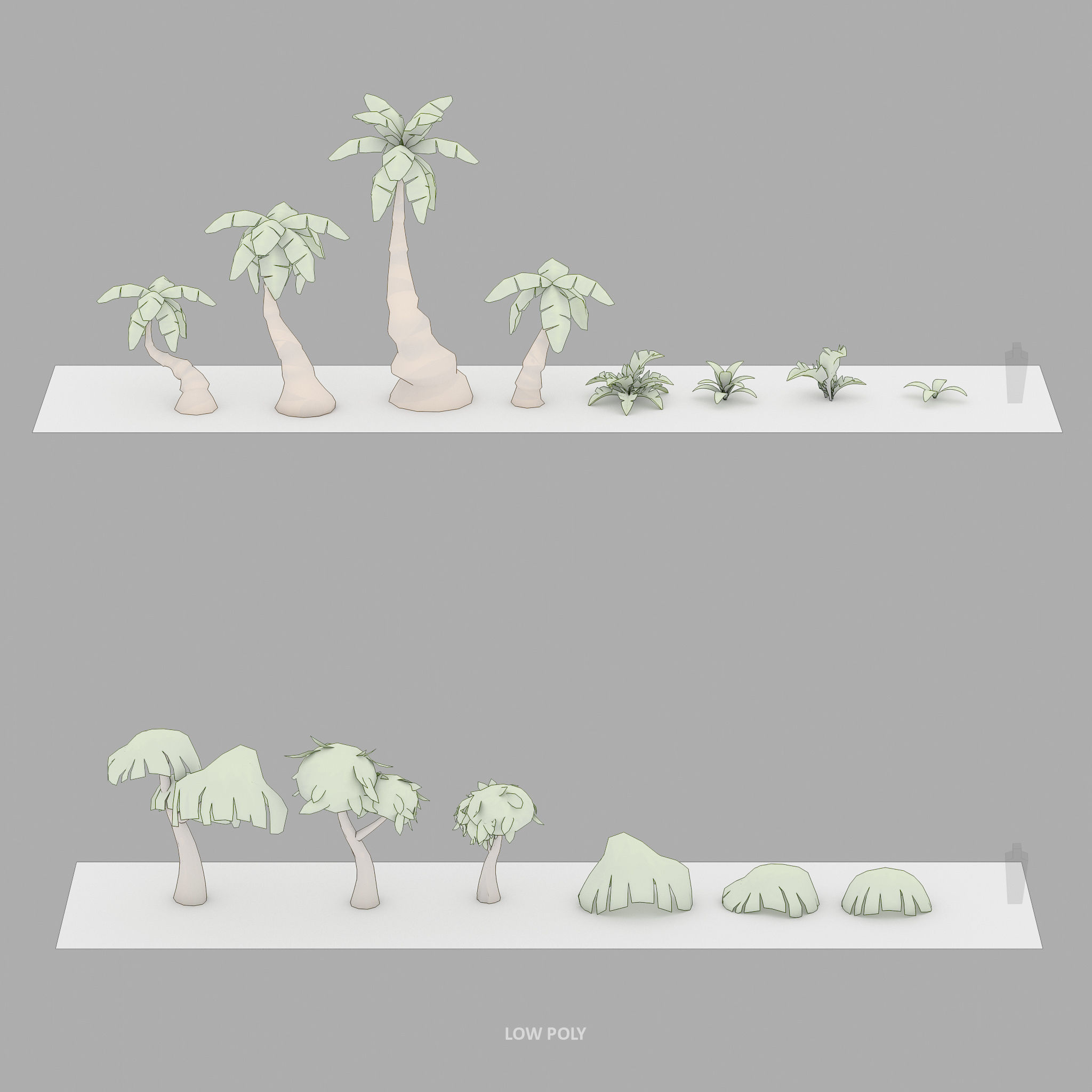 Cartoon Oasis Plants Low-poly 3D model_5
