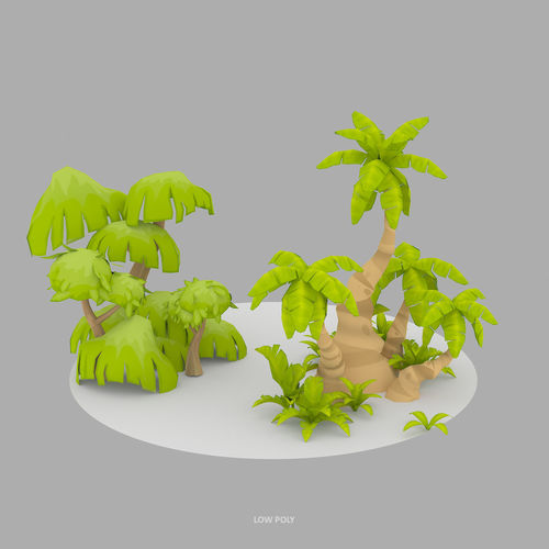 Cartoon Oasis Plants Low-poly 3D model