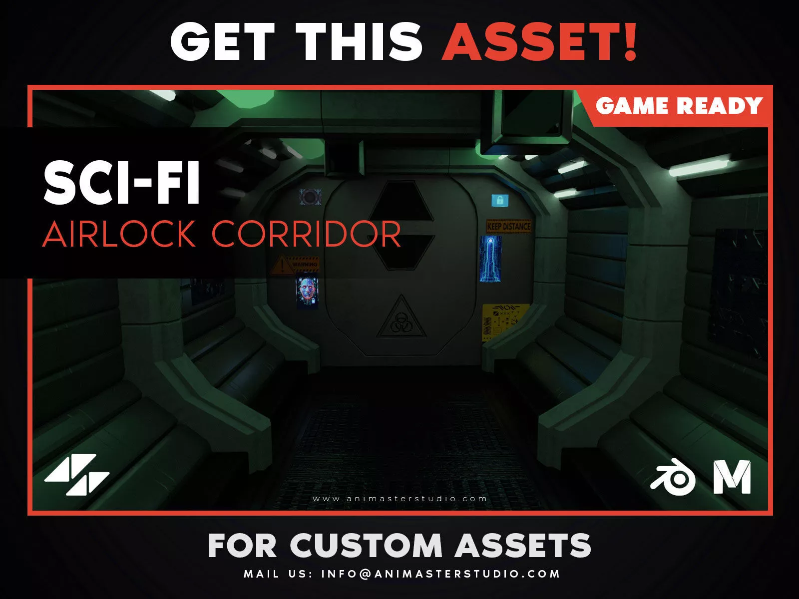 Sci-Fi Airlock Corridor - Game Ready Low-poly 3D model