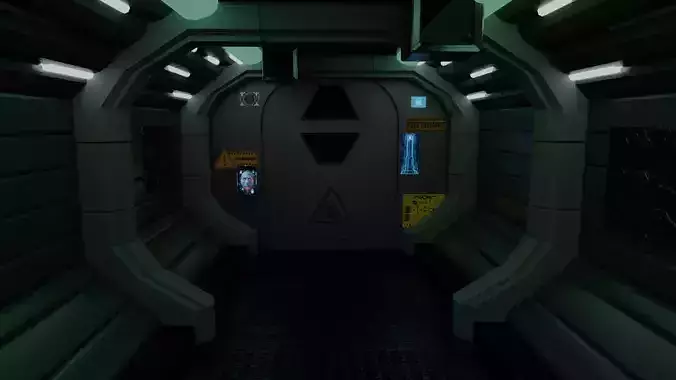 Sci-Fi Airlock Corridor - Game Ready