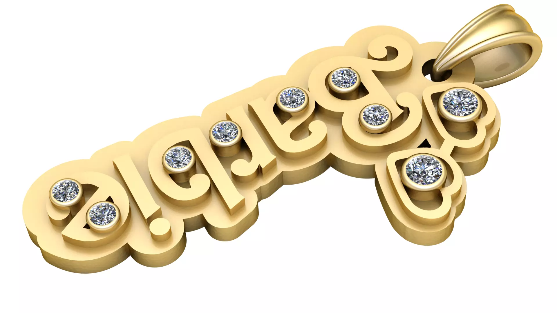 Elegant Diamond Name Pendant 3D print model