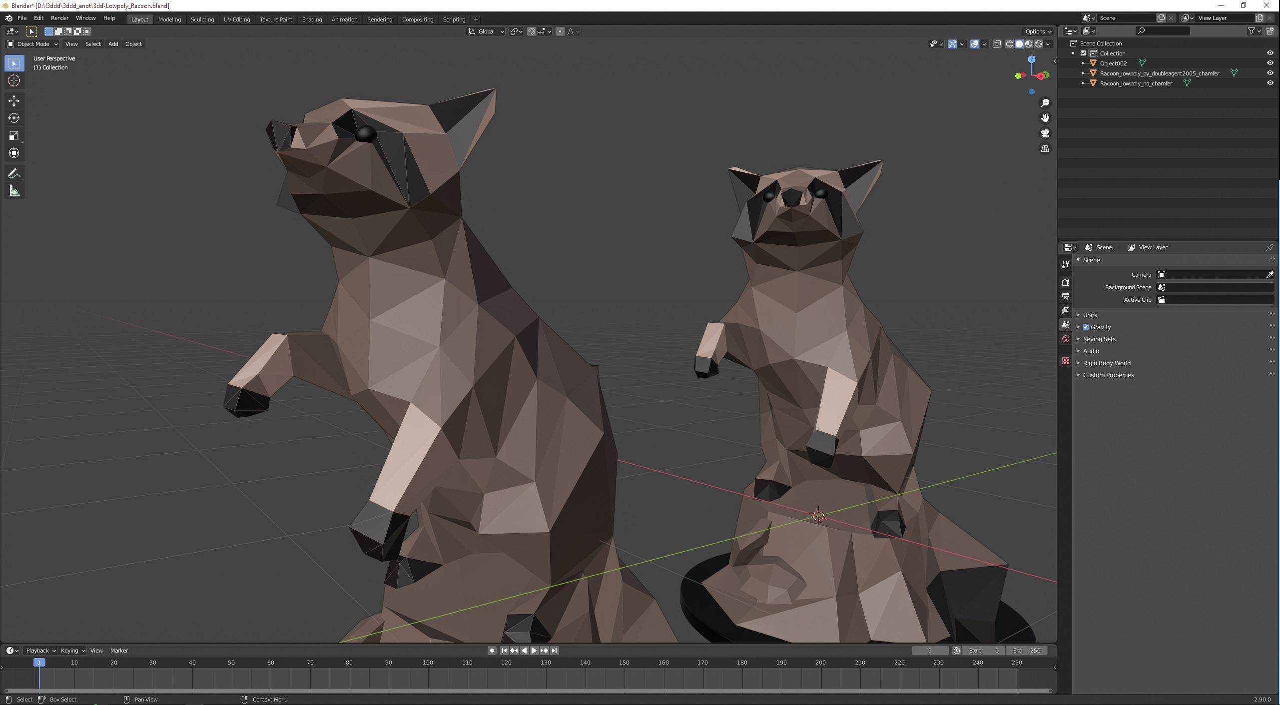 Low poly Racoon figurine 3D model_6