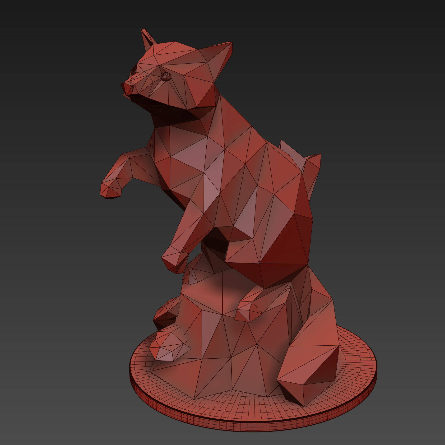 Low poly Racoon figurine 3D model_7