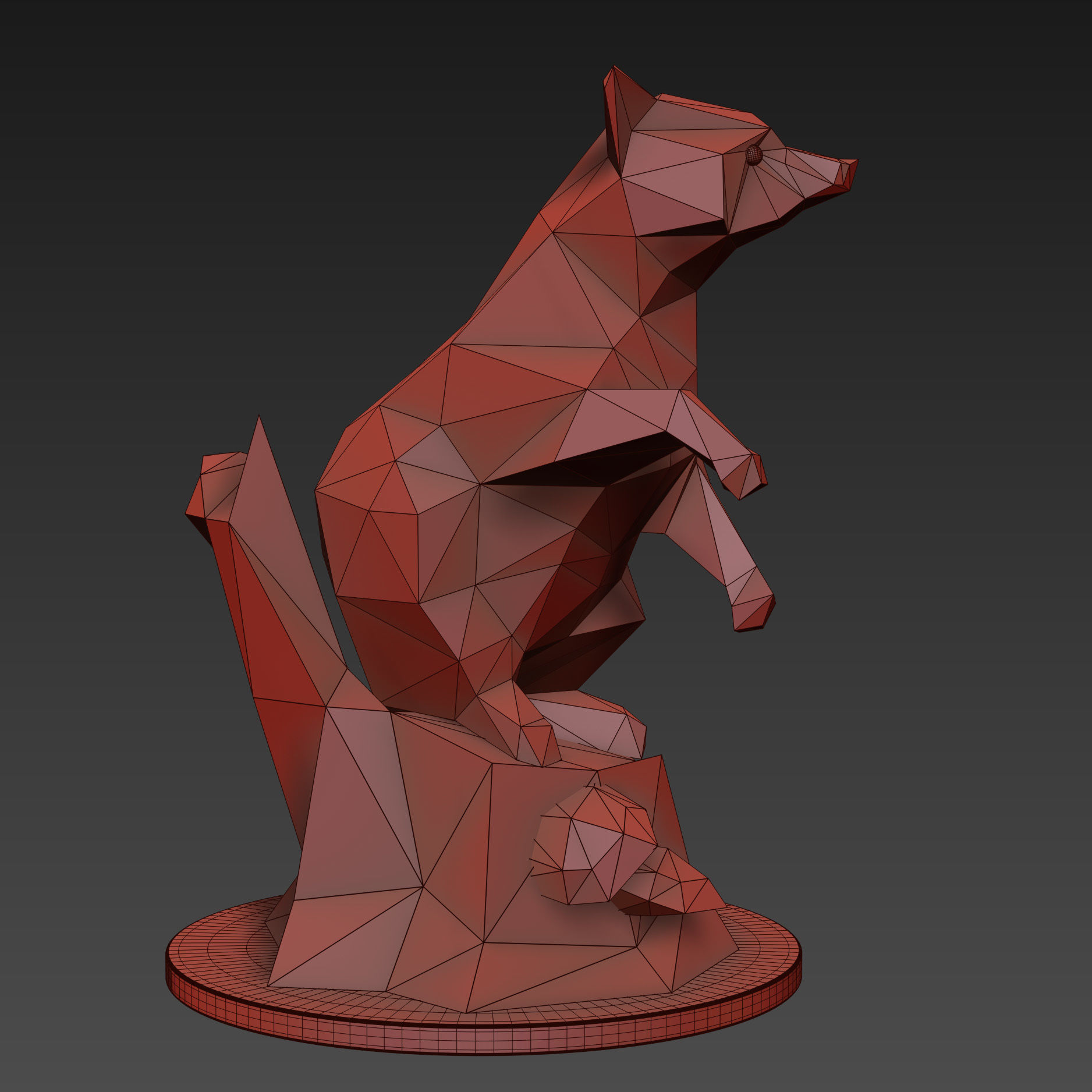 Low poly Racoon figurine 3D model_8