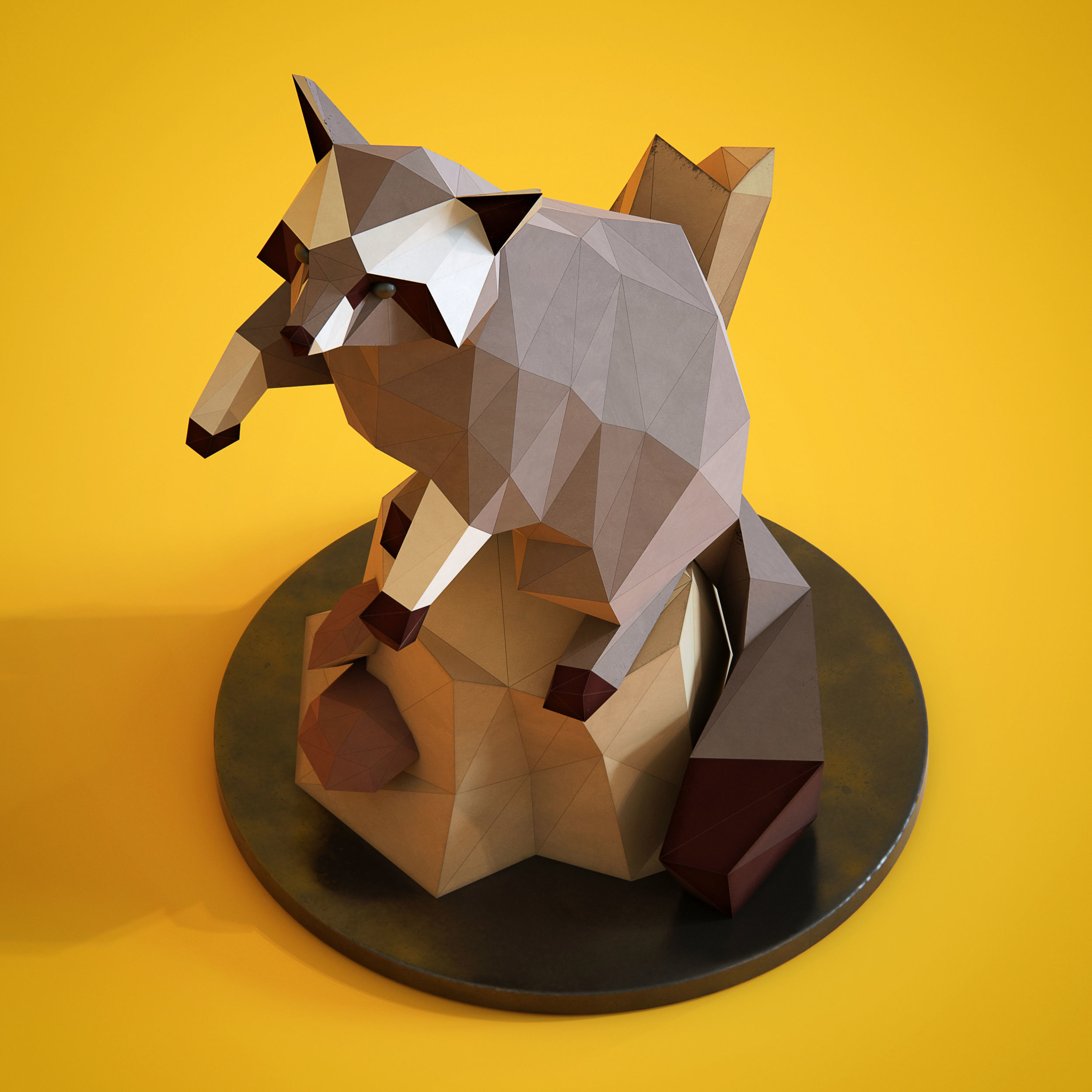 Low poly Racoon figurine 3D model_3