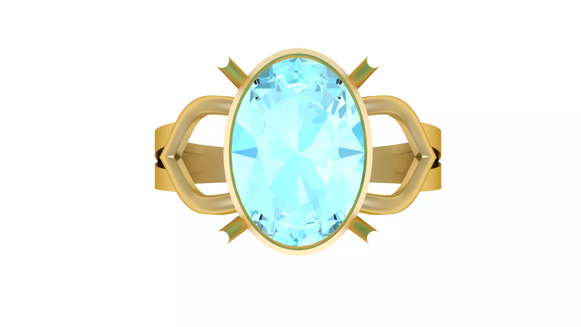 Luxury Oval Aquamarine Solitaire Ring 3D print model