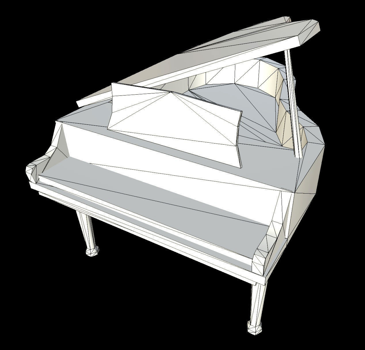 Piano - PBR - Dirty Textured Low-poly 3D model_4