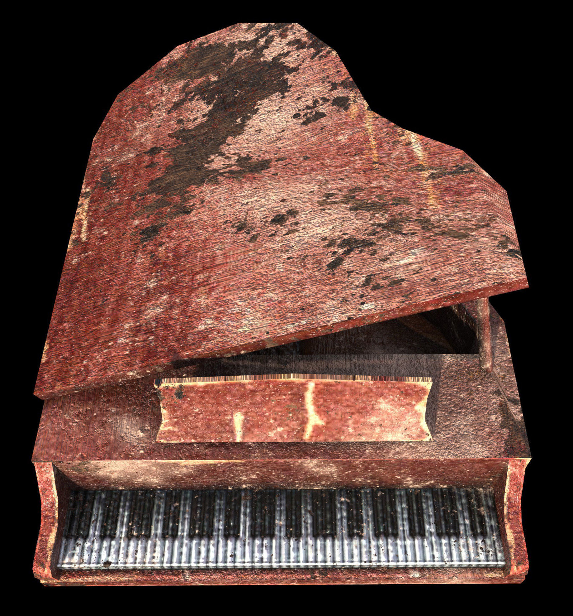 Piano - PBR - Dirty Textured Low-poly 3D model_3