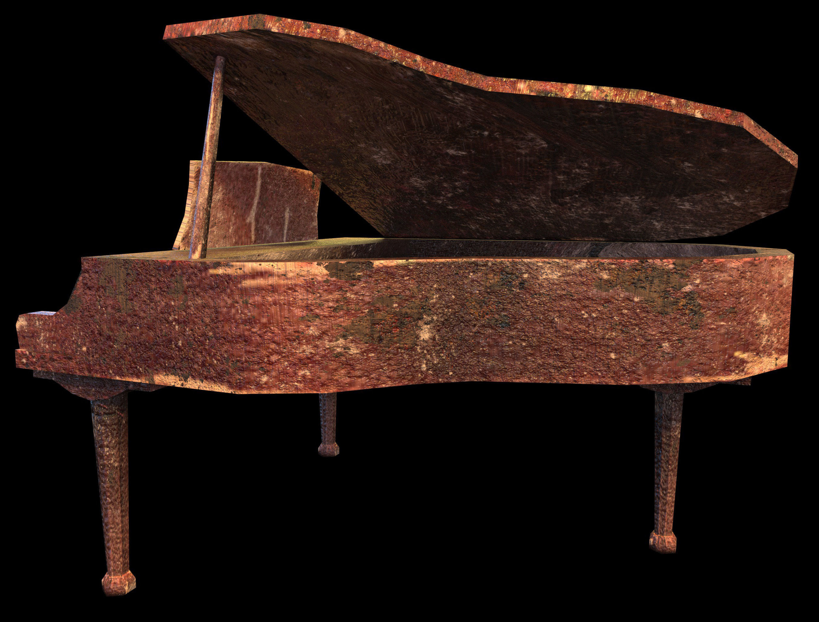 Piano - PBR - Dirty Textured Low-poly 3D model_2
