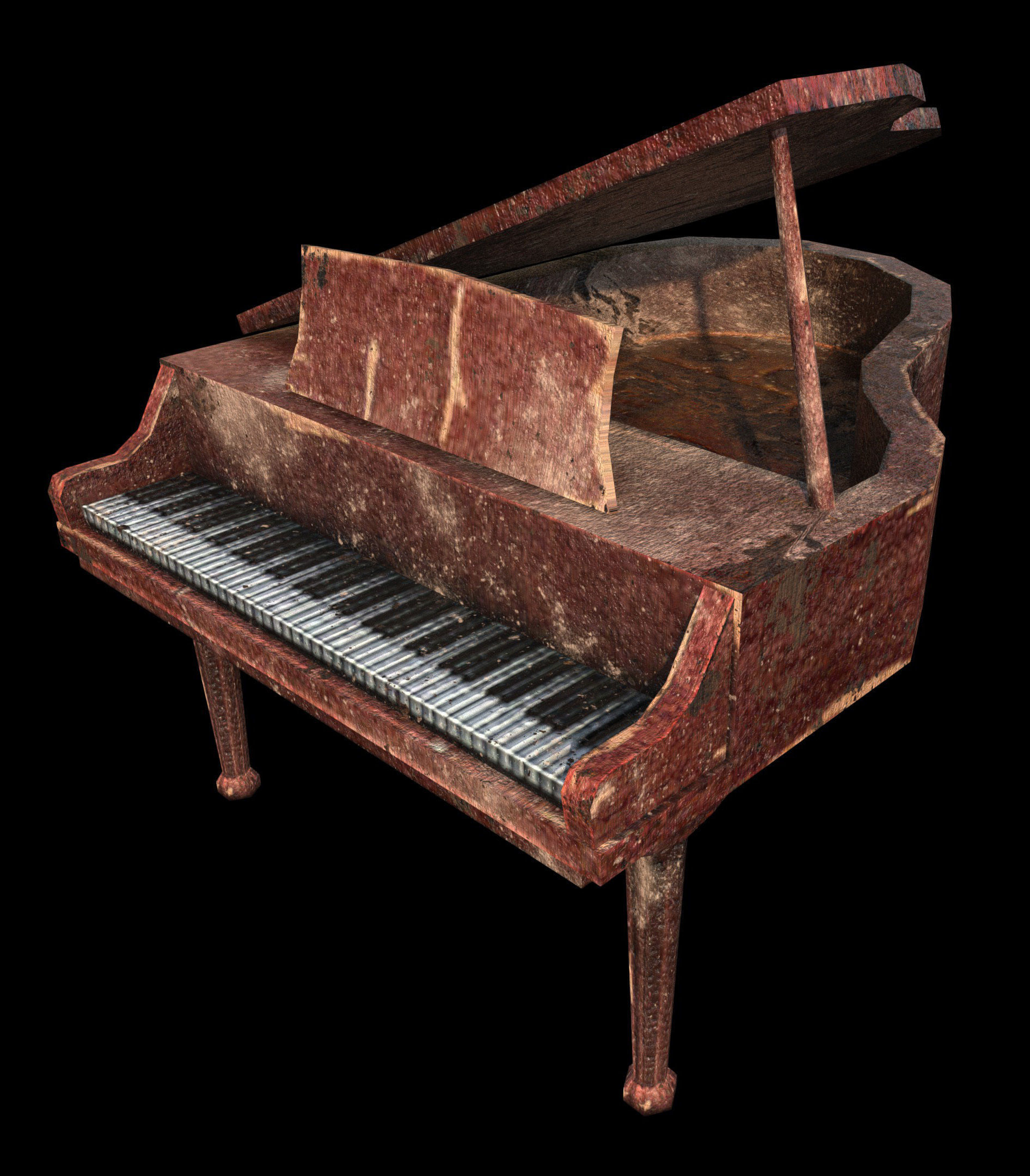 Piano - PBR - Dirty Textured Low-poly 3D model_1