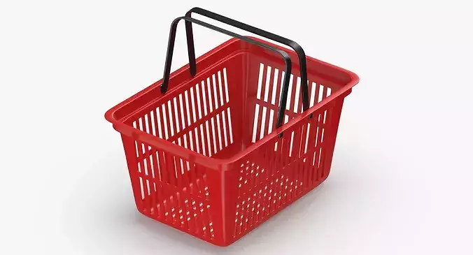 Plastic Shopping Crate 02 Red 3D model 4