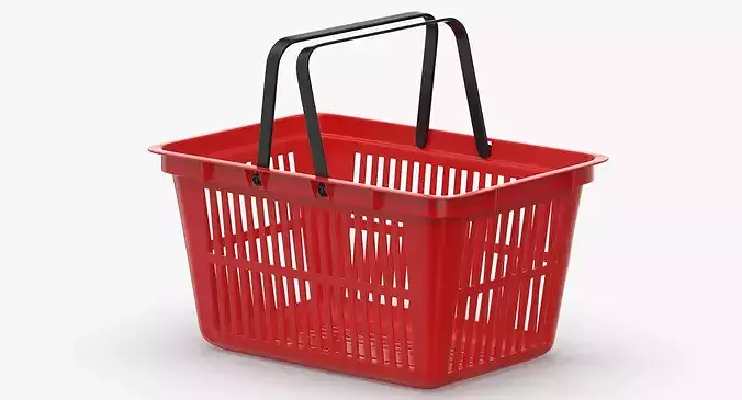Plastic Shopping Crate 02 Red 3D model 5