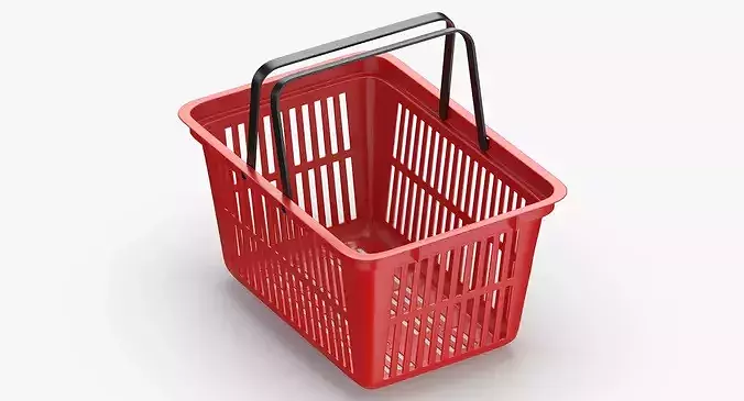 Plastic Shopping Crate 02 Red 3D model 2