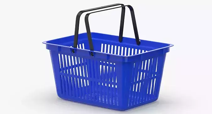 Plastic Shopping Crate 02 Blue 3D model 5
