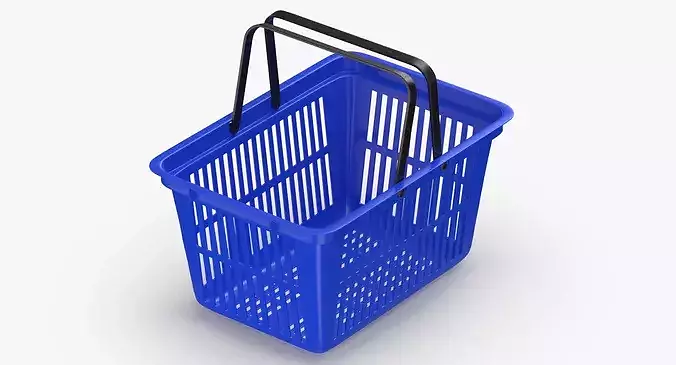 Plastic Shopping Crate 02 Blue 3D model 4
