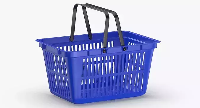 Plastic Shopping Crate 02 Blue 3D model 3