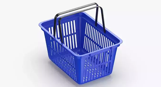 Plastic Shopping Crate 02 Blue 3D model 2