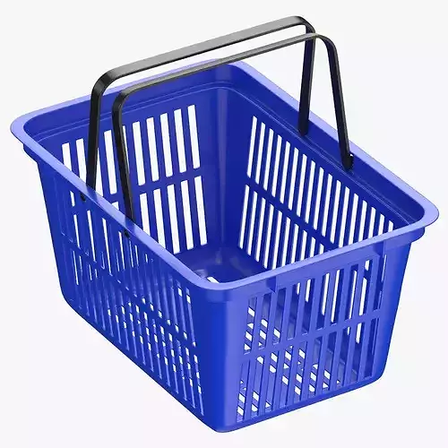 Plastic Shopping Crate 02 Blue 3D model