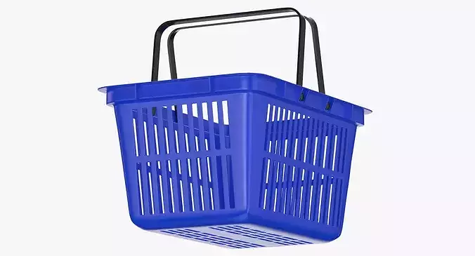 Plastic Shopping Crate 02 Blue 3D model 7