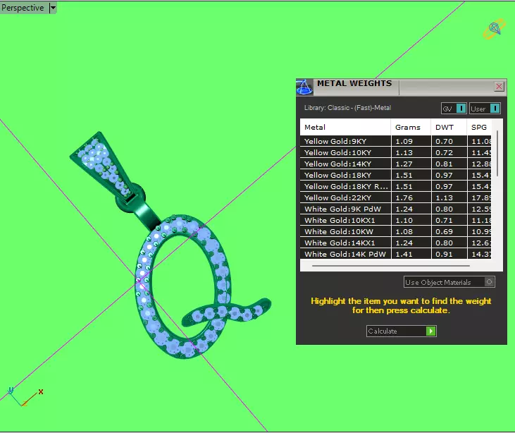 Yellow Gold Amethyst Initial Q 3D print model