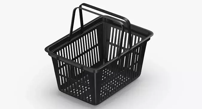 Plastic Shopping Crate 02 Black 3D model 4