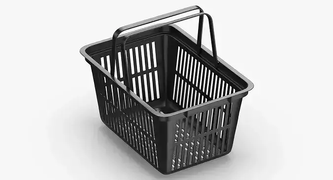 Plastic Shopping Crate 02 Black 3D model 2