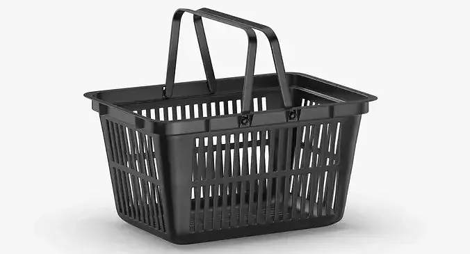 Plastic Shopping Crate 02 Black 3D model 3