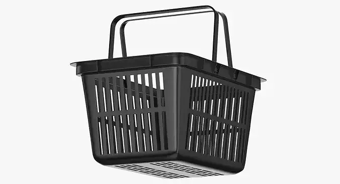 Plastic Shopping Crate 02 Black 3D model 7