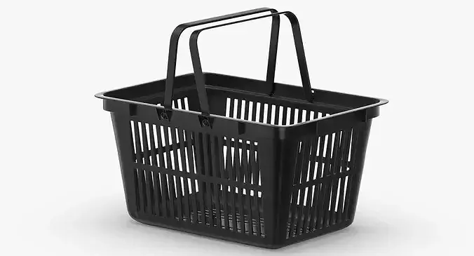Plastic Shopping Crate 02 Black 3D model 5