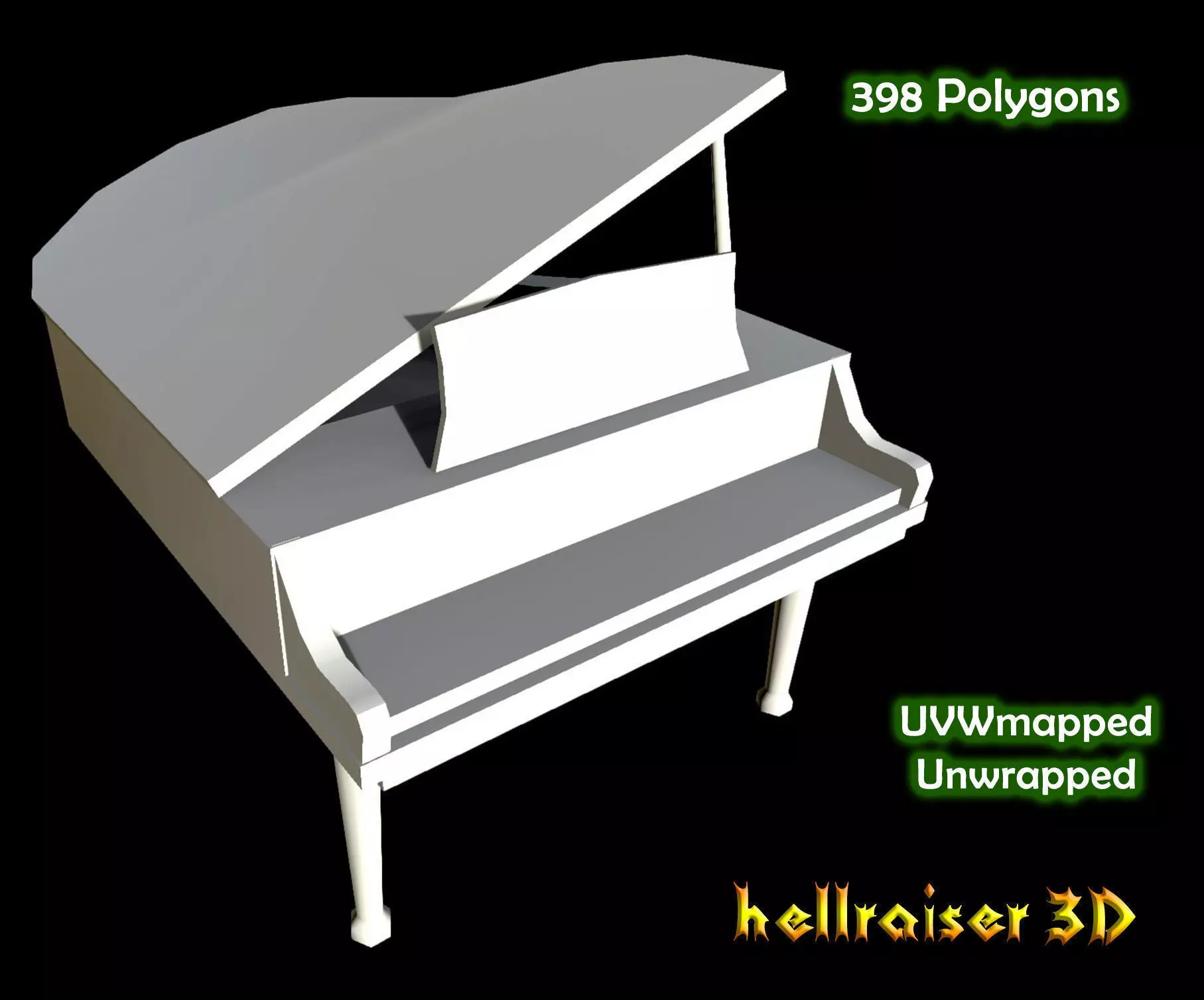 Piano grand Low-poly 3D model_0