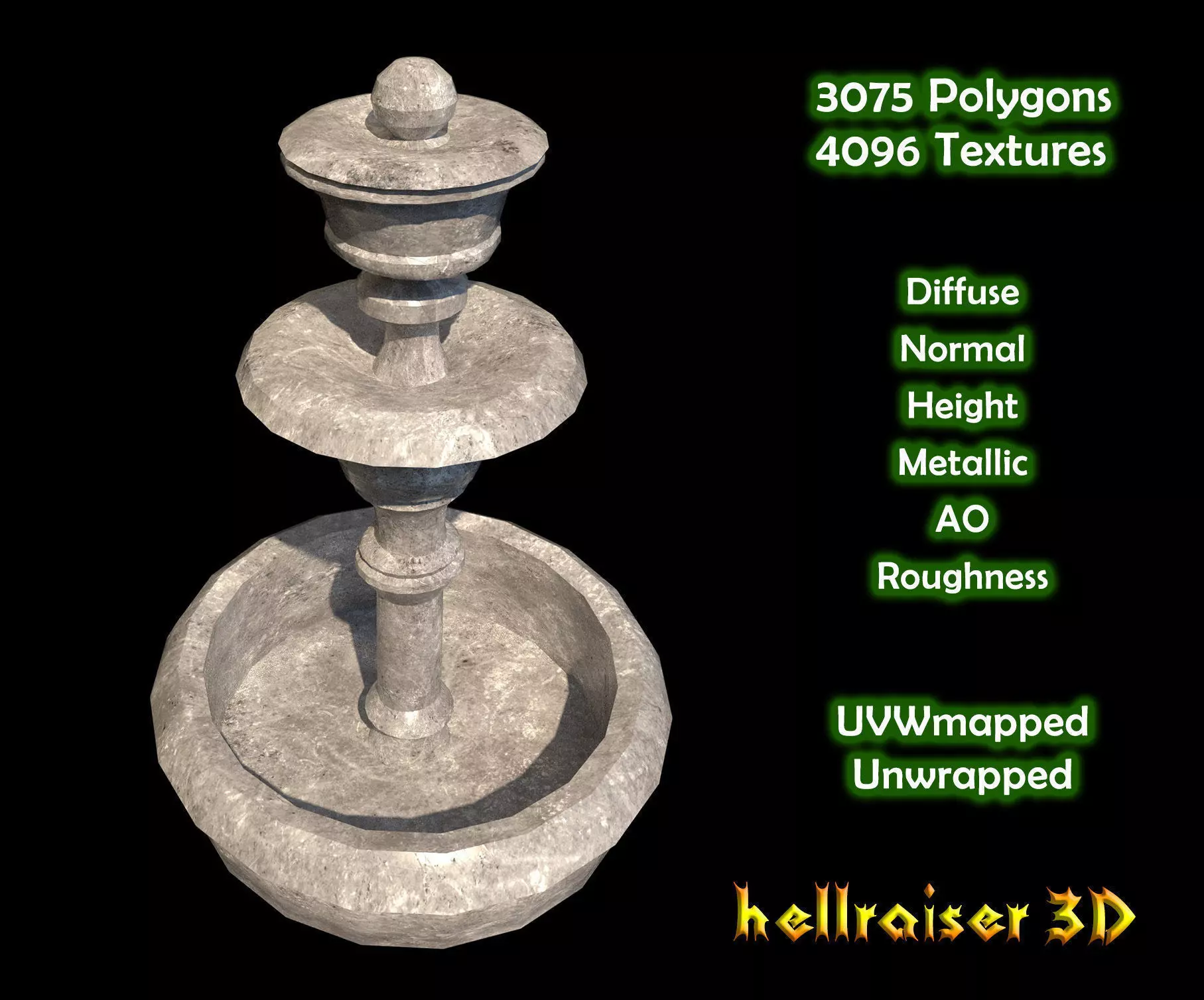 Fountain - PBR - Textured Low-poly 3D model_0