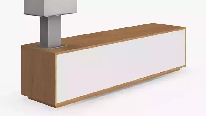 Tall Rectangular Lamp on Media Console 3D model 6