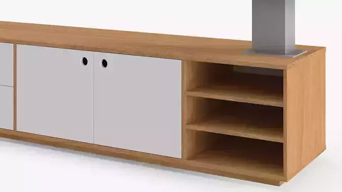 Tall Rectangular Lamp on Media Console 3D model 4