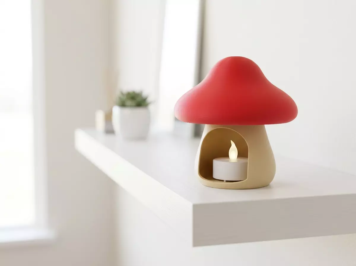 Minimalist Mushroom LED Candle Holder for Tealights Free 3D print model