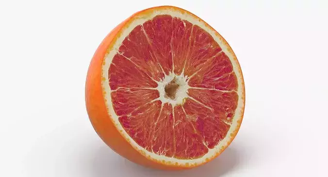 Red Orange Half Cut 3D model 2